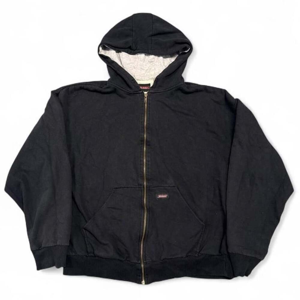 Genuine Dickies Full Zip Hooded Sweatshirt XL Black Heavyweight Hoodie